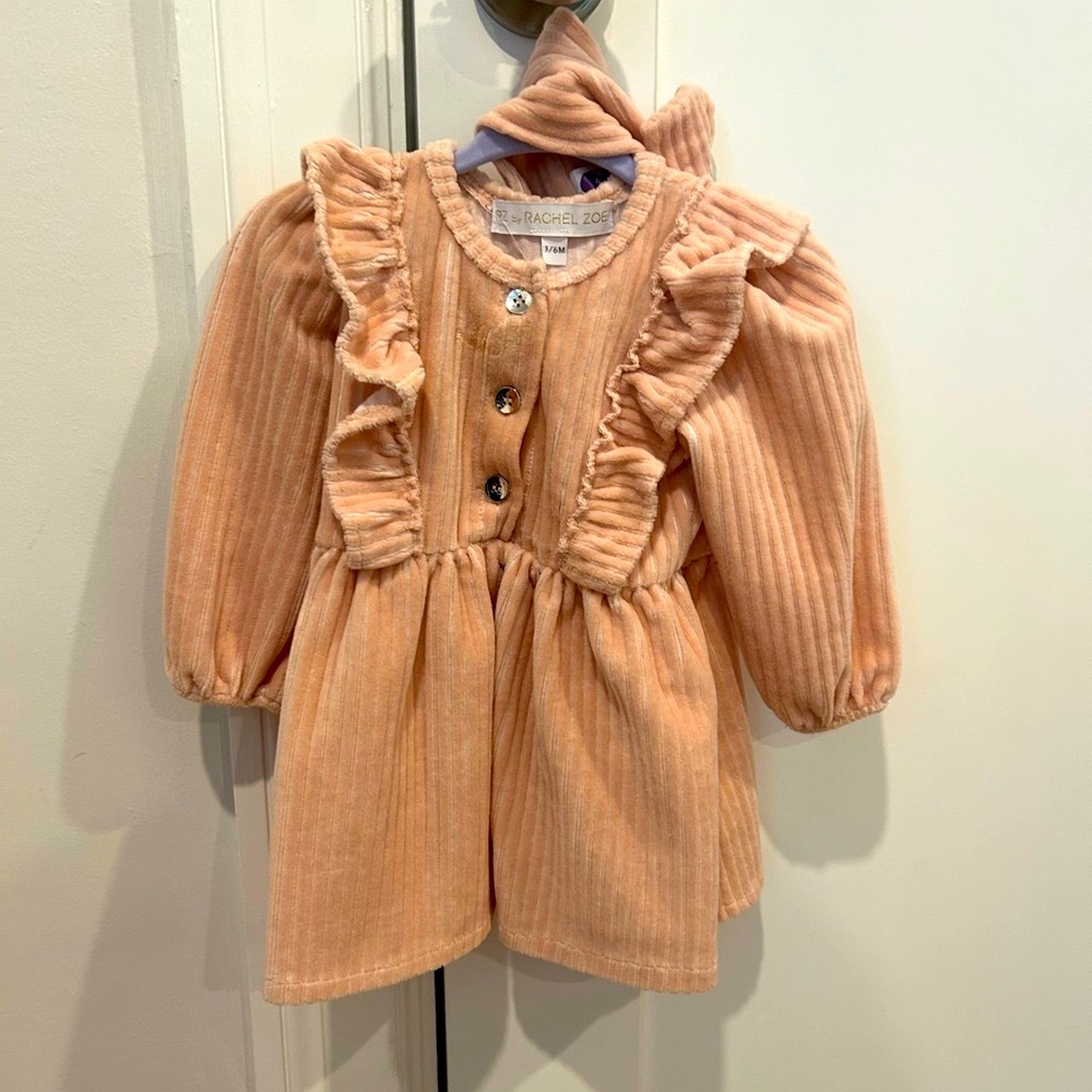 Pale Pink Ruffled Baby Dress with Headband